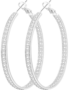 Senteria Creolen Silber 925 für Damen Leicht Ohrringe Silber 925 Creolen Groß Hypoallergen Funkelnde Zirkonia Ohrringe für Damen 50MM
