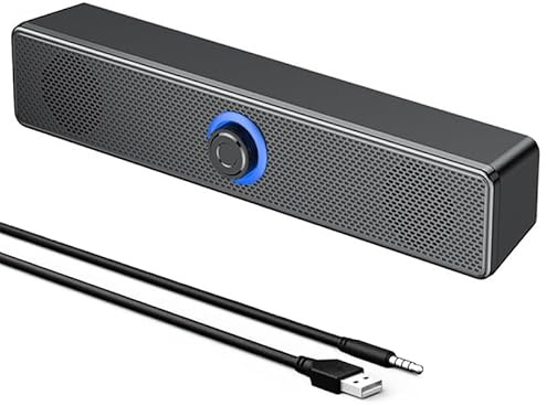 DURNYDT USB-Computerlautsprecher, pc Boxen, 3,5 mm Aux, Desktop-Laptop, USB-Tablet, tragbare Mini-Soundbar mit 3D-Surround-Stereo, breite Kompatibilität, Plug-and-Play