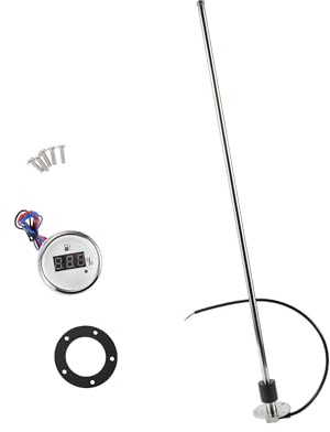 A ABSOPRO Sensor de Nivel de Combustible con Medidor de Combustible para Coche Barco Marino Camión Caravanas Metal Tono Plateado Blanco, 0-190 ohm 750mm Reemplazo artículo
