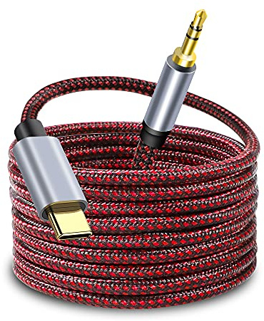 Tiierzon 3M USB-C to 3.5mm Aux Cable for Car, Samsung, Pixel, iPad Pro | Braided USB-C to 3.5mm aux cable. Plug & play for car audio, headsets, speakers, compatible with USB-C phones and tablets.