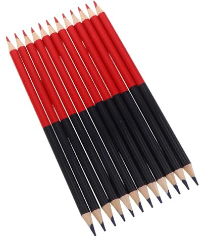 LOLIPPYY Set da 12 Matite da Costruzione in Legno Rosse e Blu Cancellabili, Matite Colorate per Marcatura e Correzione, Punta Pre-temperata e Corpo Arrotondato per Uso