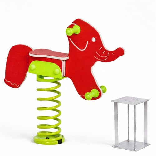 SPIELTURMKING Federwippe Elefant Schaukelwippe DIN EN 1176 geprüftes | Wipptier für öffentliche Spielplätze, Kindergarten und Kommunen aus HDPE Kunststoff Federtier inkl Bodenanker