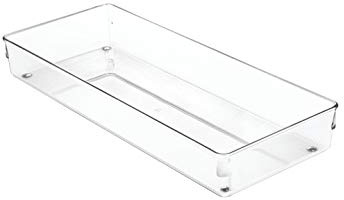 iDesign Linus Schubladenorganizer, großer Schubladeneinsatz aus Kunststoff für Besteck und andere Utensilien, durchsichtig, M