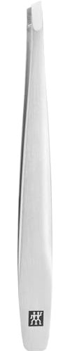ZWILLING Pinzette Schräg (Zupfen von Augenbrauen, entfernen von Splittern, handgeschliffene, angeraute Spitzen, hypoallergen), Premium, Silber, 90 mm