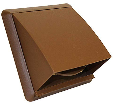 Kair Brown Cowled Outlet Grille 155mm External Dimension Wall Vent with 100mm - 4 inch Round Rear Spigot and Wind Baffle Backdraught Shutter