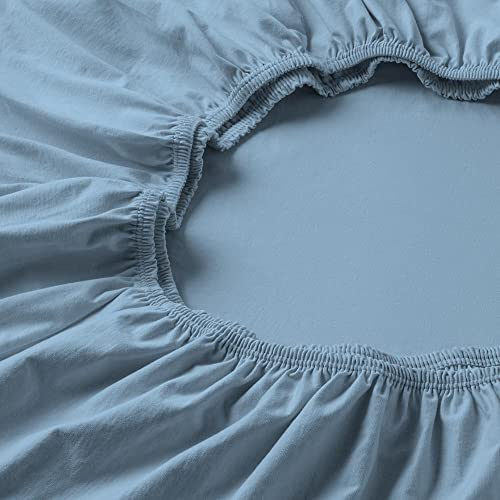 ESTELLA Spannbetttuch Fein-Jersey | hellblau | 100x220 cm | bügelfreie & trocknerfeste Qualität | Rundumgummi | 100% Baumwolle