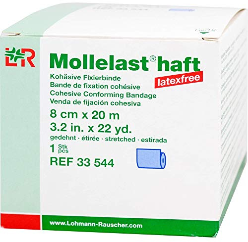 Mollelast Haft Binden Latexfrei 8 Cmx20 M Blau 1 stk
