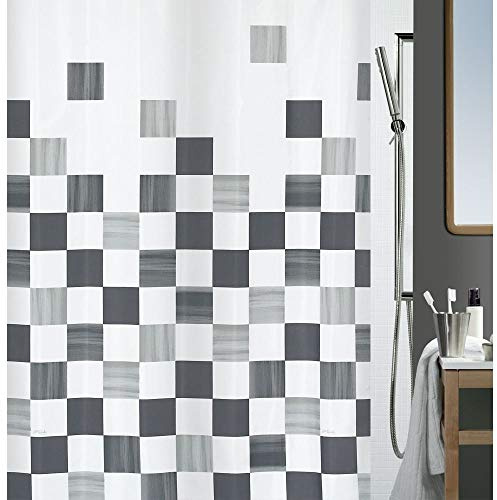Spirella Kollektion Part, Duschvorhang Textil 240 x 180 cm, 100% Polyester, Grau