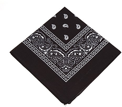 BOOLAVARD 1, 6, 9 oder 12 Stück Cowboy Bandanas Bandana mit original Paisley Muster,1er pack,Schwarz
