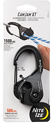 Nite Ize NCJLA-01-R3 Cam Jam XT - Tensor de cable de aluminio, color negro, grande