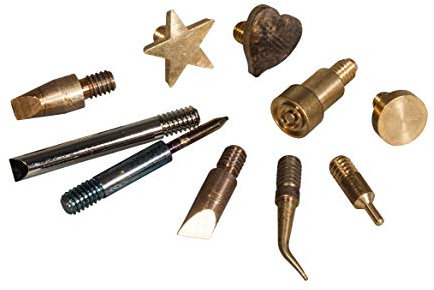 Rayher Hobby Rayher 69183000 Aufsätze für Brandmalkolben, 10 verschiedene Formen, Schreibspitzen, Linienbrenner, Motivbrenner für Brandmalerei auf Holz, Kork oder Leder