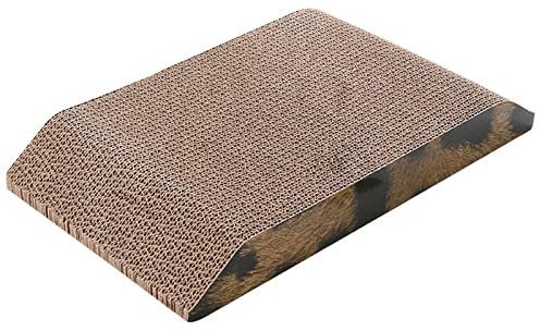Rascador para gatos de cartón corrugado inclinado para arañazos, resistente y duradero, con parte inferior de Catnip negro