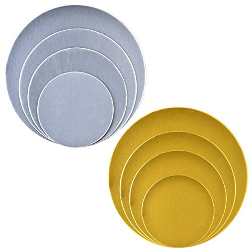 Queta Cake Board, 8 Cake Board Sets Kuchenplatte Tortenunterlage Rund Silber/Gold,16cm/ 21cm/ 25cm/ 30cm, Cake Deko