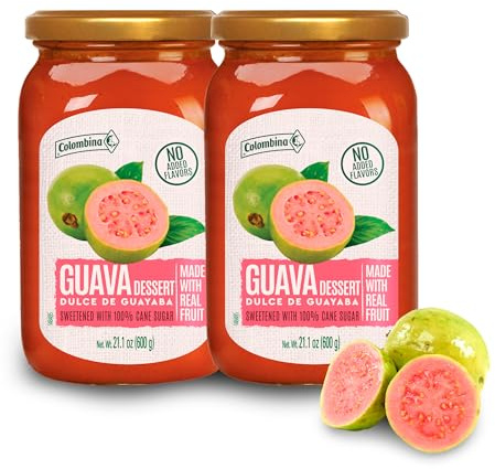 Colombina Guava Dessert Fruit Spread, Exotic Tropical Guava Jelly and Guava Paste Made from Real Fruit, 21.1oz (2 Jars)
