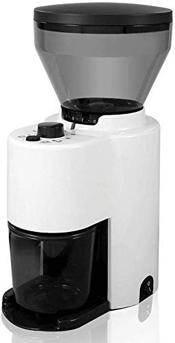 CGOLDENWALL ZD-10T Electric Coffee Bean Grinder Semi-Automatic Coffee Bean Grinding Machine Burr Coffee Mill Nut and Spice Maker (220V, White)