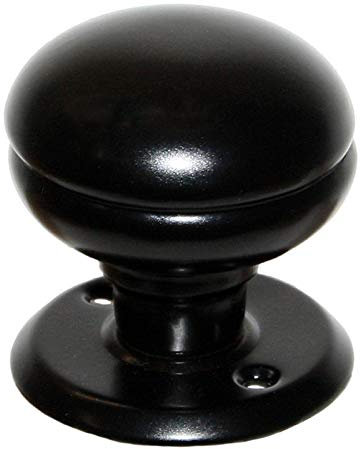 Door Knob on Rosette Door Handle Door Fittings Fixed Black Round