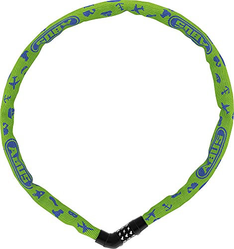 ABUS Kettenschloss Steel-O-Chain 4804C Symbols – Zahlenschloss für Kinderfahrräder – ABUS-Sicherheitslevel 3 – 75 cm – Gelb/Grün