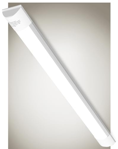 Bellanny LED Feuchtraumleuchte 60cm, 20W 2400LM LED Deckenleucht Röhre Licht, Neutralweiß 4500K Werkstattlampe, 2,5cm flach Lampe,130°Abstrahlwinkel Deckenlampe für Wohnzimmer Küche Garage Büro Keller