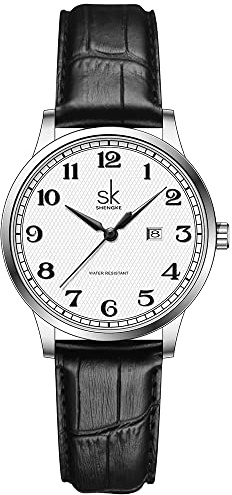 SHENGKE SK Classic Business Women Watches with Stainless Steel Band and Genuine Leather Elegant Ladies Calendar Watch