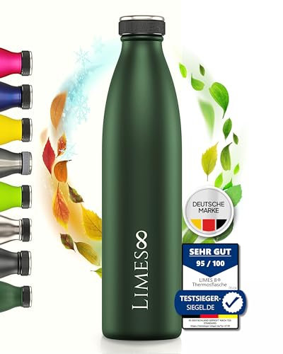 Limes 8 Thermosflasche Edelstahl 750ML [HEIß & KALT] – 5-fach vakuumisolierte Trinkflasche – Auslaufsichere & kohlensäuregeeignete Isolierflasche für Alltag, Sport & Outdoor (12h warm, 24h kalt)