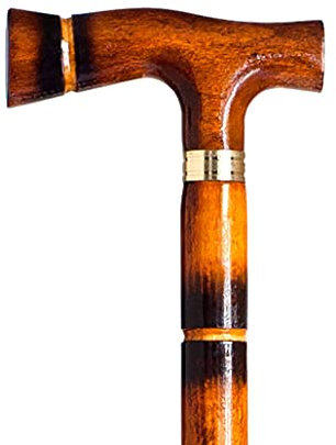 Bastone stampella Camminare in legno con polsino Legno imitazione canna Leggero 0,25 kg, Altezza 90 cm (608)