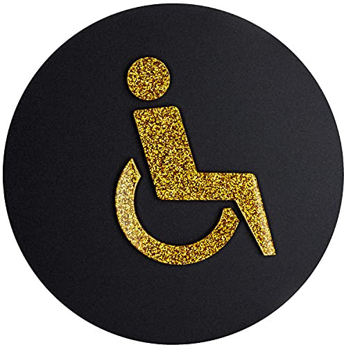 Sosenco WC für Behinderte Schild aus Plexiglasscheibe – Toiletten Türschild Plexiglas – WC Türdeko – Toilettenschild – WC Wegweiser (Gold)