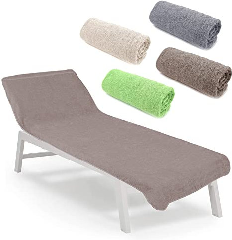 heimtexland ® Tumbona de rizo tipo 772, para playa, piscina, sauna, toalla higiénica de rizo, color pardo