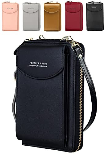 Damen Handy Umhängetasche, Leder Handytasche zum Umhängen mit Geldbörse Kartenfächer, Crossbody Geldbeutel Brieftasche Kleine Tasche Geschenke für Frauen zum Geburtstag Weihnachten