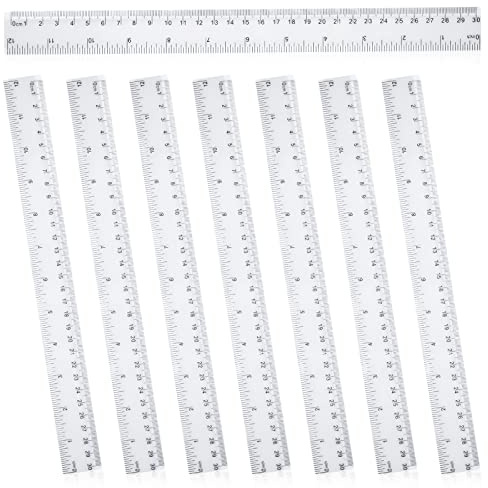 SZXMDKH 8 Pack 30cm Clear Plastic Ruler, Injection Molded, 30cm x 3cm