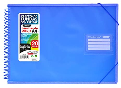 Office Box Ultraglas-Hüllenmappe mit 360-Grad-Spirale und verstärkten Kanten, ID, Indikatoren, starrer Deckel und Gummibandverschluss, 100 % recycelbar von Office Box (Dunkelblau, A4 + Querformat, 20