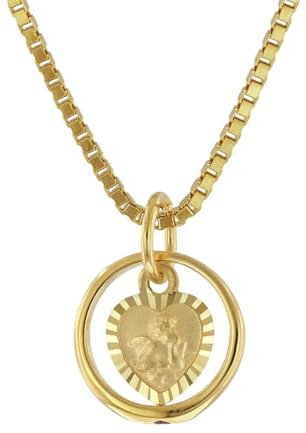 trendor Taufring Rubin Amorherz Gold 585 an goldplattierter Halskette 75119-42 42 cm