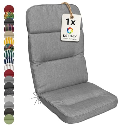 KETTtex EXKLUSIV Auflage Hochlehner Silbergrau I Gartenstuhl Polster 123x50x9cm I hochwertige und Pflegeleichte Sesselauflage I Wetter- und formbeständige Stuhlauflage I KTH3 Sitzauflage