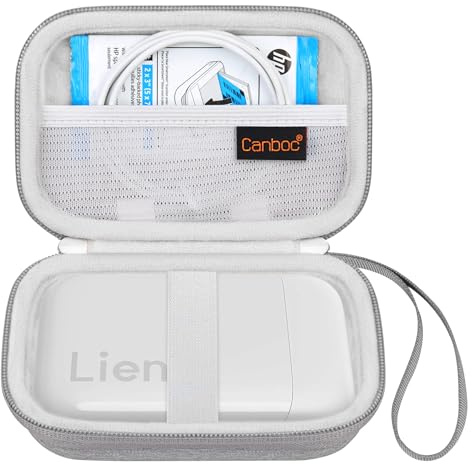 Canboc Hartschalenkoffer für Liene Pearl K100 2x3 Tragbarer Fotodrucker/Liene 2x3 Fotodrucker, Reißverschluss Mesh Tasche passt Fotopapier, Kabel, Grün (NUR Fall) | K100 2x3 Mini Instant Portable Instant Printer Box, Netztasche passt Fotopapier, Kabel