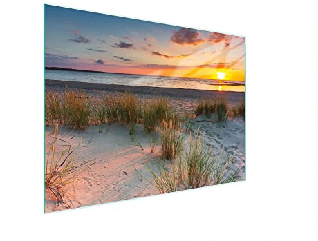 DarHaus Tagliere da cucina in vetro temperato, Copri-piano cottura a induzione, piano decorativo universale 30x22 cm, Sole da spiaggia