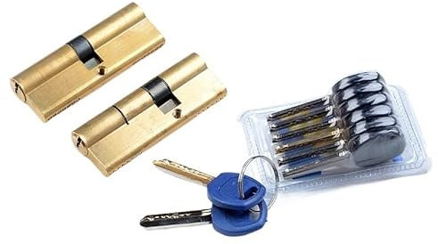 SchließZylinder 1 Stück Messing Türzylinder 100 105 110mm Zylinder 7 Schlüssel Anti-Diebstahl Messingschloss Schlafzimmer Badezimmer Innenschlösser Holztür Zylinderschloss ( Color : DS110(55-55) )