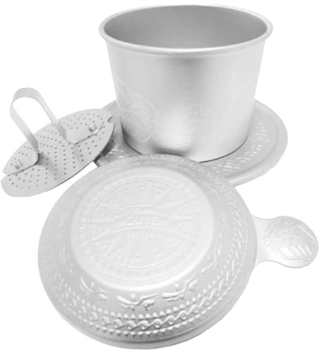 Angoily Vietnamesischer Kaffeefilter Aus Edelstahl Wiederverwendbarer Tropfkaffee Filterbecher Mit Vintage Muster Für Handbrühkaffee Zuhause Büro Outdoor Kompakt