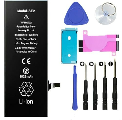 Batt - Kit di sostituzione batteria per iPhone SE 2 con adesivo impermeabile, cacciavite, ventosa, leva per riparazione smartphone fai da te, accessori professionali di sostituzione della batteria
