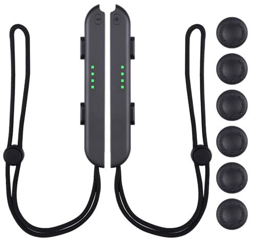 8 Stück Handgelenkschlaufe für Nintendo Switch mit 6 Joystick-Daumengriffkappen, verstellbares elastisches Controller-Armband, Handgriff, Ersatzzubehör für Controller