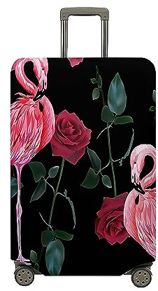 Highdi 3D Flamingo Kofferhülle, Elastisch Reise Kofferschutzhülle Reisekoffer Koffer Schutzhülle, Kofferhülle Kofferschutzhülle mit Reißverschluss, Kofferschutz (schwarz,XL (29-32 Zoll))