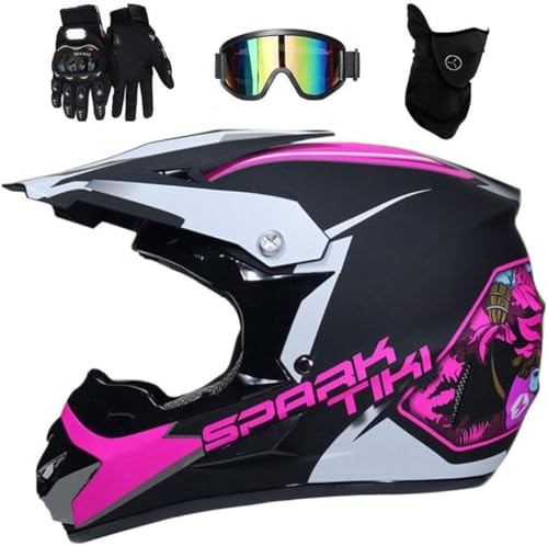 Fullface MTB Motocross Helm, Erwachsene Jugend Enduro Cross Helm Motorradhelm für Fahrrad Downhill Bike BMX Off Road ATV mit Brille Handschuhe Maske