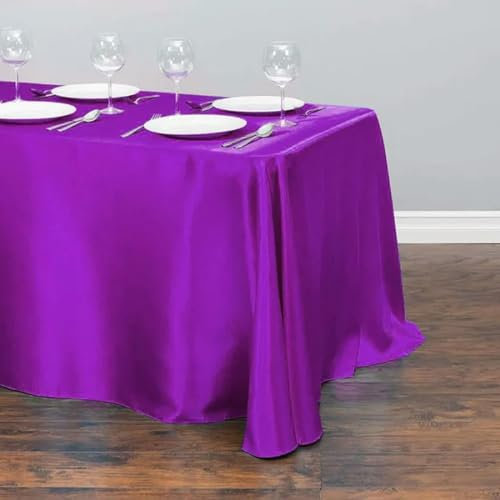 Satin-Tischdecke für Hochzeiten, Weihnachten, Geburtstage, Veranstaltungen, Bankette, Tischdecken, Dekoration für Zuhause, Esstisch, Fuchsia, 145 x 200 cm (57 x 79 Zoll)