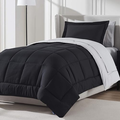 Nestl Comforter Set, Microfiber Polyester, Black, Twin XL