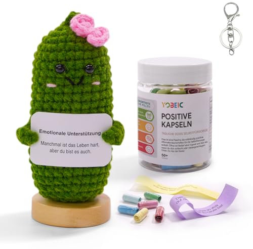 YOBEIC Gurkenplüschpuppe und Ermutigungskapsel-Flasche, Mutmacher Geschenk, Gute Besserung Geschenk, Einschulung Geschenk