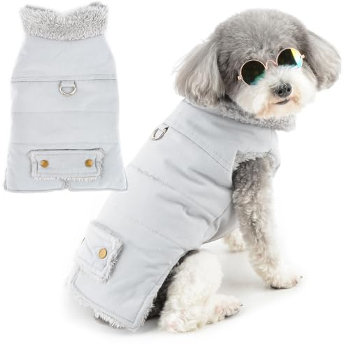 Zunea Hundejacke für kleine Hunde, mit Fleece gefüttert, für Welpen, Winterkleidung mit Ring für die Leine, kaltes Wetter, Weste, Jacken, Mantel, Chihuahua, Hundespielzeug, Pudel, Haustierbekleidung,