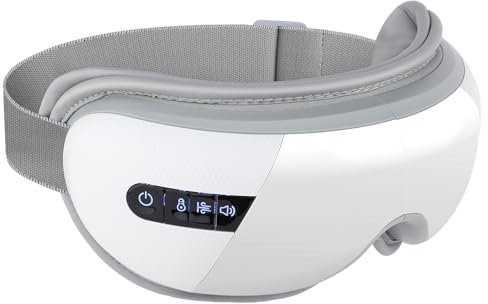 Augenmassage mit Wärme und Bluetooth Musik, Luckits Augenmassagemaske mit konstanter Temperatur und Mehrfrequenzvibration, elektrische Augenmaske zur Linderung geschwollener und trockener Augenpflege