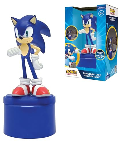 Lexibook, SEGA Sonic The Hedgehog, LED-ficknattlampa för barnens sovrum, mjukt ljus, batteridriven, Blå, NLJ01SN