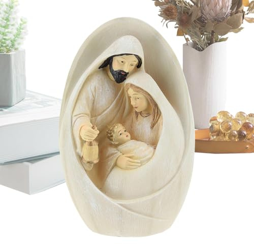 Fukamou Krippenstatue, Weihnachtskrippe, Heilige Weihnachtskrippe, Krippensets Für Weihnachten, Handbemalte -Weihnachts-Tischkrippe Für Den Innenbereich