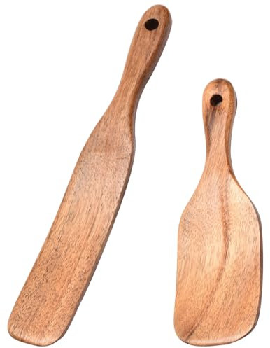 2 Pcs Wooden Spurtle,Spurtle for Sourdough Starter,Spreading, Baking, Mixing Sourdough Spoon Stirring Stick Kitchen Utensils(Wood)