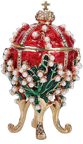 VALICLUD Pearl Egg Shaped Jewelry Box Elegant Desktop Decor Box for Rings Necklaces Stylish Egg Design Jewelry Organizer for Wedding Home Decoration Space-saving Storage