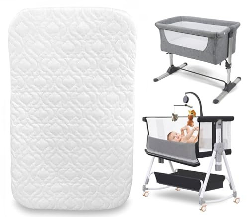 Royale Linens Next 2 Me Bedside Crib Mattress, Super Soft & Extra Thick 5cm Deep Foam Mattress, Breathable Quilted White Polyester Cover, 90 x 50 x 5cm, Extra Firm, Fits Standard Cribs & Toddler Beds